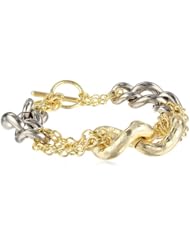 1AR by UnoAerre 1Ar 18k Gold and Silver Electroplated Multi-Link Bracelet, 8.5"