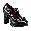 4 Inch Womens Gothic Shoes Studs Bow Pump Mary Janes Chunky Heel
