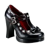 4 Inch Womens Gothic Shoes Studs Bow Pump Mary Janes Chunky Heel