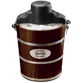 Aroma AIC-224W 4-Quart Wood-Barrel Ice-Cream Maker, Walnut by Aroma