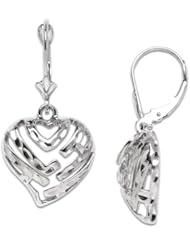 Aloha Heart Earrings in 14K White Gold - 15mm