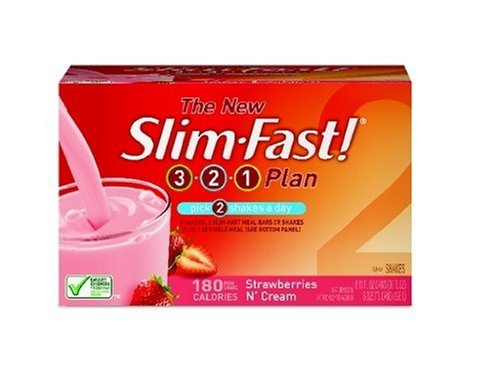 SlimFast 321 Plan, Ready To Drink Shake, Strawberry's & Cream, 11Ounce Cans in 6 Count Boxes