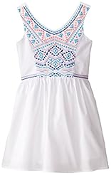 Girls V-neck Sleeveless Embroidered Cotton/Polyester General Print  Dress