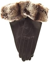 Fratelli Orsini Women's Orylag Rabbit Fur Cuff Cashmere Lined Leather Gloves