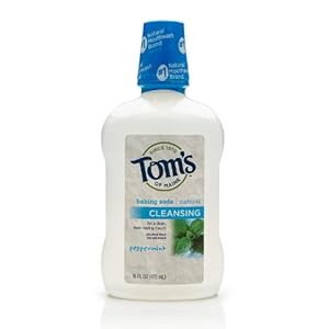 Tom's of Maine Peppermint Baking Soda Cleansing Mouthwash, 16-Ounce (Pack of 3)