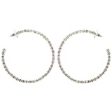 Rhinestone 2-Sided Hoop Earrings - 2.5