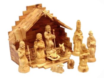 Deluxe Nativity Set Uniquely Hand Carved Form Olive Wood in Bethlehem, the Holy Land.