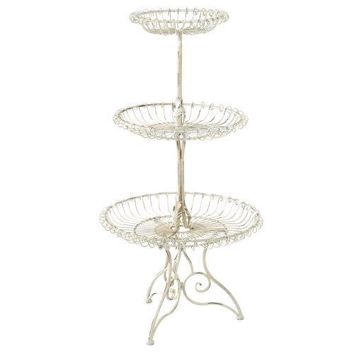Midwest CBK 3-Tier Plant Basket Stand in Distressed Cream Finish On Sale