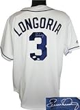 Evan Longoria Autographed/Hand Signed Tampa Bay Rays White Majestic Jersey- Longoria/JSA Hologram