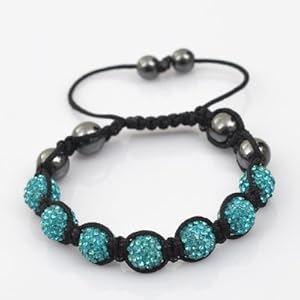 Shamballa Armband 20 Farben zur Auswahl In Geschenktasche, Unisex Damen/Herren Mit echten österreichischen Kristall-Perlen eingelegt, Macrame Freundschaftsband mit Swarovski Besatz Iced Ball Von KurtzyTM - Hellblau
