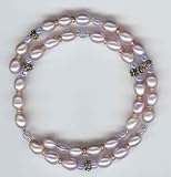 Lavender Oblong Pearl & AG Flower Expandable Bracelet
