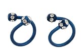 Lip Ring - Blue Anodized with Clear Crystals - 16 Gauge - Sold as a Pair