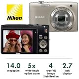 Nikon COOLPIX S3100 14 MP Digital Camera with 5x NIKKOR Wide-Angle Optical Zoom Lens and 2.7-Inch LCD (Silver)