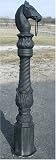 Cast aluminum horsehead hitching post