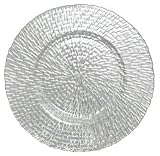Clear Glass Rattan Design Salad Plate 9.25" D Set of Two