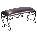 Large Scroll Bench with Faux Leather Cushion - Bronze