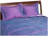 Aeolus Down Faux Silk Full/Queen 3-Piece Down Comforter Set, Light Purple