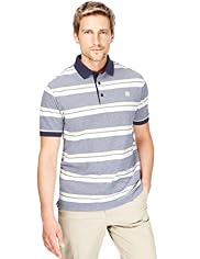 Blue Harbour Pure Cotton Double Striped Polo Shirt