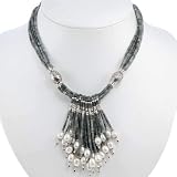 Handmade Serpentine, Pearl & Silver Necklace