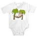 Baby clothes with hammock, tropics, palm tree, landscape