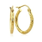 Polished Diamond Cut Designer Gold Hoop Earring