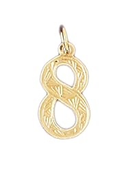 14K Yellow Gold Number Eight, #8 Pendant