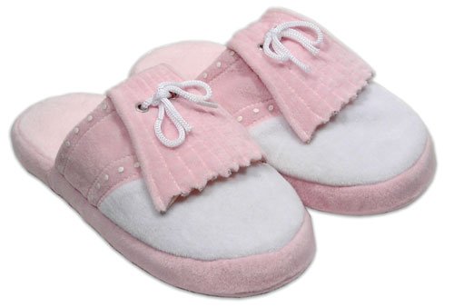 Morning Round Comfy Golf Slippers, Pink, Slip 