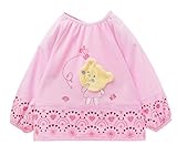 【SEBLES】 キッズ ベビー くま ベア キュート エプロン スモック 幼稚園 お絵かき 全4色 サイズ 80 90 100 クロスセット (ピンク,80)