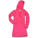 Fuschia Hot Pink long sleeve tunic length hang out hoodie with V neck. 5 Adult sizes