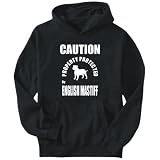 Hoodie Mens Black  NEW  PROTECTED BY English Mastiff  PARKING SIGN  Dogs