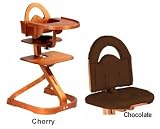Svan High Chair from Scandinavian Child with Infant Kit and Cushion, Chocolate Cushion with Cherry Wood
