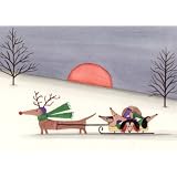 Christmas cards: Dachshund family sled ride / Lynch
