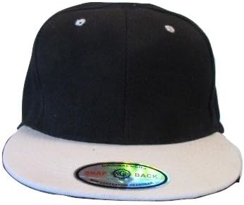 New Plain Snapback Baseball Caps Flatbill Two Tone Black/Khaki Bill
