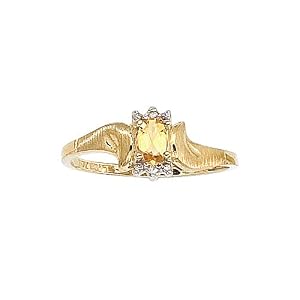 Buy 14K Yellow Gold 0.01 ct. Diamond and 5 x 3 MM Oval Shaped Citrine Ring by Katarina Jewelry