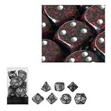 Chessex 25344 - Wuerfelset gesprenkelt Silver Volcano, 7 verschiedene Wuerfel