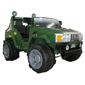 Green BIG Double Seater Hummer Style Jeep 12v Battery Powered