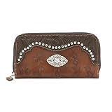 American West Round-Up Collection Ladies Zip Around Wallet w Silver Studding by American West