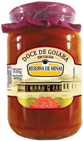 Reserva de Minas - Real Guava in Syrup - Net Weight 22.22oz - Drained Weight 14.10oz (PACK OF 01) | Doce de Goiaba em Calda - Peso Líquido 630g - Peso Drenado 400g
