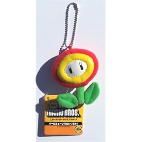 Super Mario: Fire Flower Plush key chain + Pin