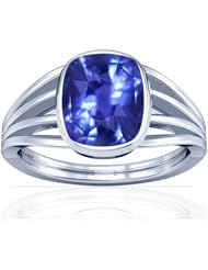 18K White Gold Cushion Cut Blue Sapphire Solitaire Ring