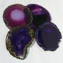 Purple Color Agate Slice Coaster Set of Four Agates Gift Boxed