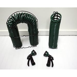 Magna-Hose 50' & 25' Coiled Hose Combo with Wire Rack