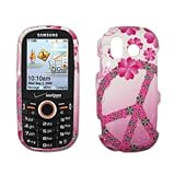 Premium White with Pink Flowers and Peace Sign Design Snap-On Cover Hard Ca ....