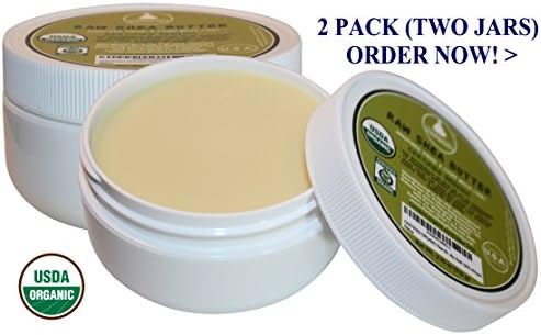 CERTIFIED ORGANIC Raw Shea Butter; 2 PACK/BPA Free Low Profile Jars; Unrefined, Virgin, Ivory (Tan); Best Natural Non-comedogenic Skin, Face, & Body Moisturizer; Premium Quality! [2X3.75 oz Jars]USDA Organic