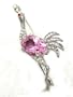 Large 2" Pink Crystal Ostrich/Bird Pin/Broach/Pendant Silver Tone ~ Comes Gift Boxed