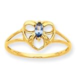 10k Polished Geniune Aquamarine Birthstone Ring