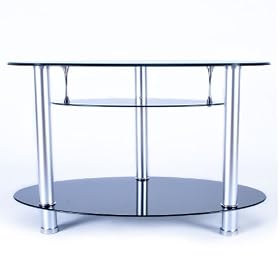 Duronic TVS45A1 Oval Contemporary Design Black/Clear Plasma/LCD/LED/3D Glass 32 - inch TV Stand - Upto 37-inch.