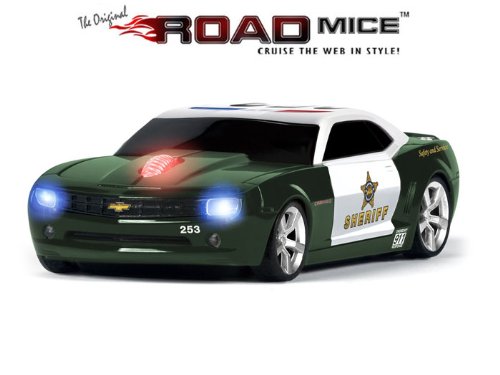 Collectable Diecast Chevy Camaro Sheriff Police Wireless Optical Computer Mouse (green & White) Picture