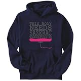 Hoodie Mens Navy Blue " This body needs a Sazerac transfusion " Drinks X-Small