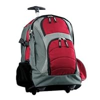 Port Authority Wheeled Backpack, Red/Grey, One Size
